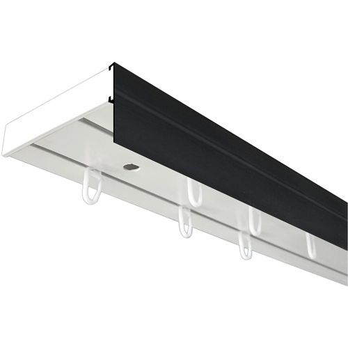 5949127158094 - Gardinenschiene Vorhangschiene SH mit Blende Gr 10 schwarz-weiß (weiß schwarz) L480cm T77cm Kunststoff Gardinenstangen