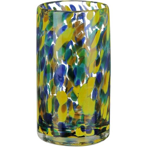 4063387504949 - GILDE Tischvase Zylindervase Splash aus Glas Höhe ca 145 cm (1 St) mit gepunktetem Farbspiel grün