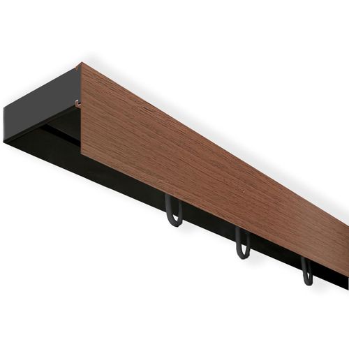 5949127166822 - Gardinenschiene Vorhangschiene SH mit Blende Gr 1 schwarz (schwarz walnussfarben) L120cm T47cm Kunststoff Gardinenstangen