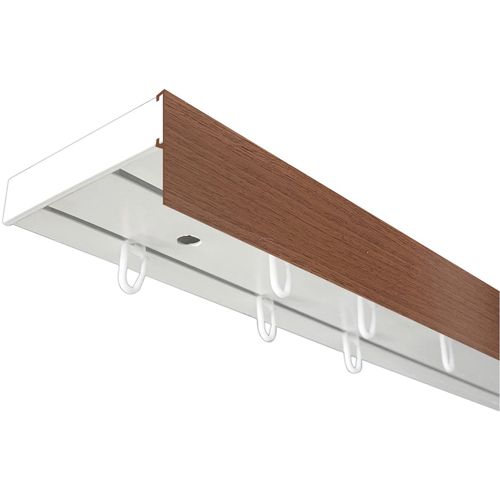 5949127165931 - Gardinenschiene Vorhangschiene SH (1) mit Blende 5 cm Gr 5 weiß (weiß walnussfarben) L240cm T77cm Kunststoff Gardinenstangen