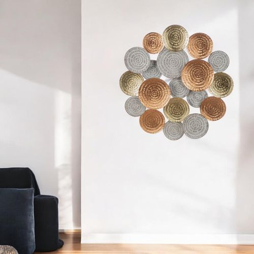 4063387842898 - Wanddekoobjekt CASABLANCA BY GILDE Artisto beige grau naturfarben B70cm H65cm T5cm MDF Metall Wanddekoobjekte