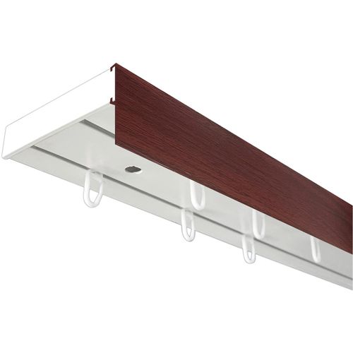 5949127046766 - Gardinenschiene Vorhangschiene SH mit Blende Gr 1 weiß (weiß mahagonifarben) L120cm T77cm Kunststoff Gardinenstangen