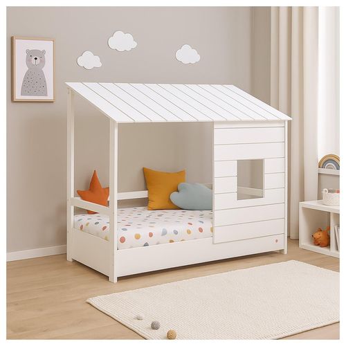 4255701938329 - Hausbett Kinderbett 90x200 cm mit Dach und Fenster 4255701938329 - Hausbett Kinderbett 90x200 cm mit Dach und Fenster
