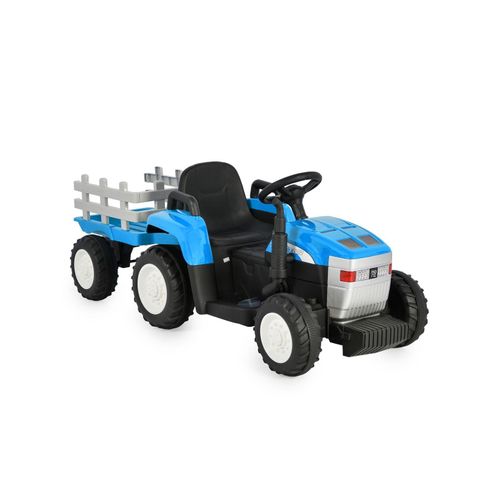 3801005001392 - Kinder Elektrotraktor Dallas mit Anhänger Fernbedienung Musik Lichter blau