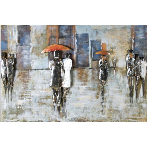 4009079384994 - Metallbild GILDE GALLERY Kunstobjekt Rainy Day bunt Bilder B H T 120cm x 80cm x 50cm Menschen Metall B120cm H80cm T50cm