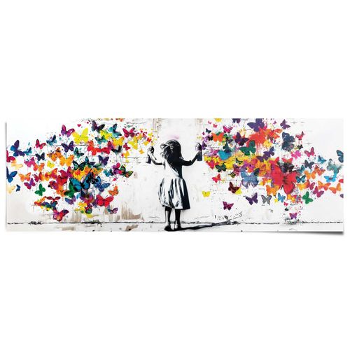 8714597682663 - Poster REINDERS Girl Spraying bunt (farbe bild(er) mehrfarbig) B158cm H53cm T01cm Bilder Wohnzimmer - Mehrfarbig - 170 gr Papier - Street Art - 158x53 cm