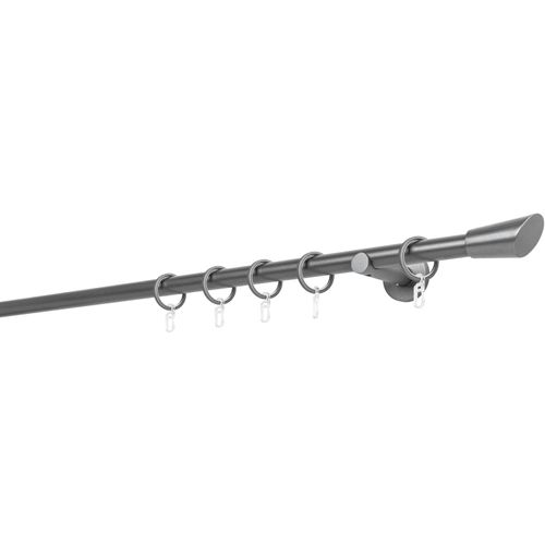 4066866108256 - Ondeco - Gardinenstange auf Maß 20mm Rag 1-lauf Vorhangstange Wandträger 65cm Stilgarnitur mit Ringen für Vorhänge - Anthrazit - 290cm 4066866108256 - Ondeco - Gardinenstange auf Maß 20mm Rag 1-lauf Vorhangstange Wandträger 65cm Stilgarnitur mit Ringen für Vorhänge - Anthrazit - 290cm