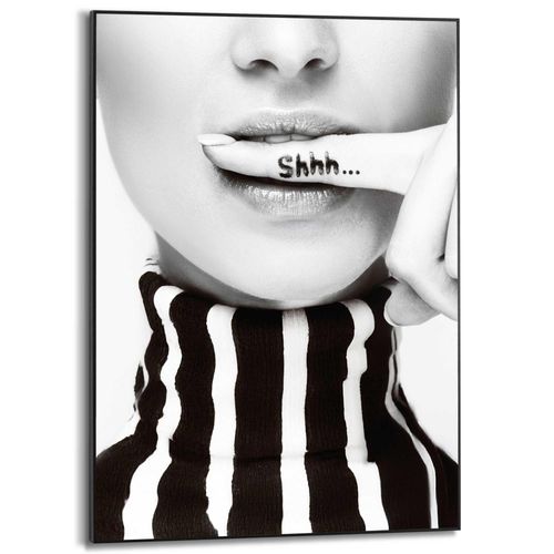 8714597679861 - Poster REINDERS Ssshhh schwarz (farbe bild(er) schwarz weiß) B50cm H70cm T16cm Bilder Home Office - Frau - Stille - Schwarz-Weiß - MDF - Menschen - 50x70 cm