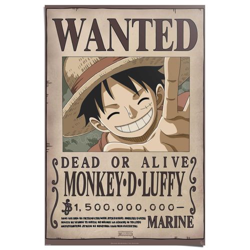 8714597658798 - Poster REINDERS One Piece - wanted Luffy braun (farbe bild(er) braun) B61cm H915cm T01cm Bilder 8714597658798 - Poster REINDERS One Piece - wanted Luffy braun (farbe bild(er) braun) B61cm H915cm T01cm Bilder