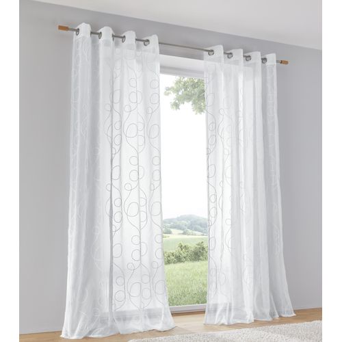4016478979010 - Vorhang KUTTI Jasmin Vorhang weiß B135cm H175cm Polyester Gardinen halbtransparent leicht und luftig bestickt