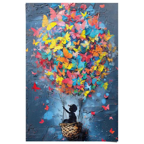 8714597688153 - Poster REINDERS Balloon Kid bunt (farbe bild(er) mehrfarbig) B61cm H915cm T01cm Bilder Wohnzimmer - Mehrfarbig - 150 gr Papier - Street Art - 61x915 cm