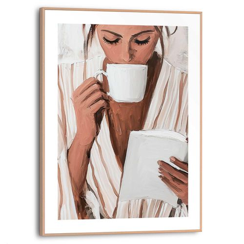 8714597682014 - Poster REINDERS Relaxing Time braun (farbe bild(er) braun) B30cm H40cm T16cm Bilder Wohnzimmer - Frau - Kaffee - Lesen - Braun - MDF - Menschen - 30x40 cm