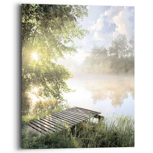 8714597688252 - Deco-Panel REINDERS Sonnenaufgang am See grün (farbe bild(er) grün) B40cm H50cm T2cm Bilder Hobbyraum - Grün - MDF - Wasser - 40x50 cm