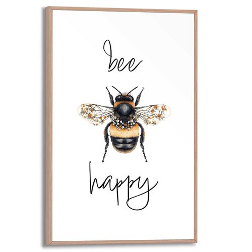 8714597680553 - Poster REINDERS Bee Happy gelb (farbe bild(er) gelb) B20cm H30cm T16cm Bilder Küche - Gelb - MDF - Tiere - 20x30 cm