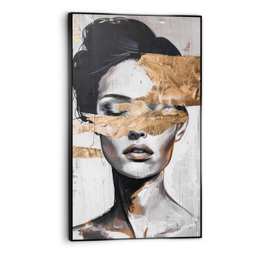 8714597685800 - Wandbild REINDERS Frau mit goldfarbenem Detail schwarz (farbe bild(er) schwarz weiß) B70cm H118cm T37cm Bilder Wohnzimmer - Schwarz-Weiß - MDF - Frauen - 70x118 cm