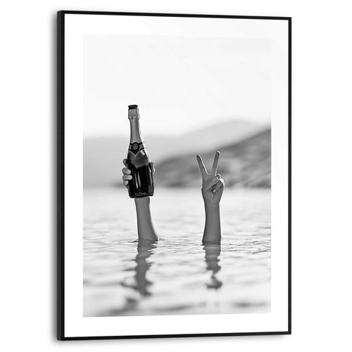 8714597681758 - Poster REINDERS Sea Cheers schwarz (farbe bild(er) schwarz weiß) B30cm H40cm T16cm Bilder Hobbyraum - Champange - Schwarz-Weiß - MDF - Humor - 30x40 cm