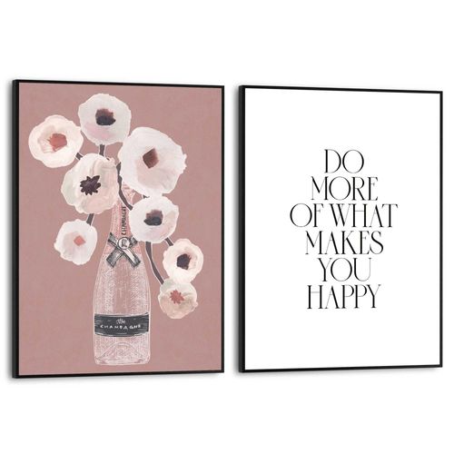 8714597671834 - Poster REINDERS Happiness Flowers braun (farbe bild(er) braun) B30cm H40cm T16cm Bilder Wohnzimmer - Blumen - Pfingstrosen - Braun - MDF - Abstrakt - 30x40 cm