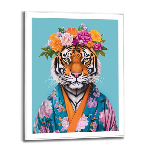 8714597682502 - Poster REINDERS Flower Tiger bunt (farbe bild(er) mehrfarbig) B40cm H50cm T16cm Bilder Hobbyraum - Blumen - Kimono - Mehrfarbig - MDF - Tiere - 40x50 cm