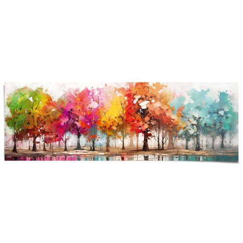 8714597653830 - Poster REINDERS Farbenfroher Wald bunt (farbe bild(er) mehrfarbig) B158cm H53cm T01cm Bilder Wohnzimmer - Mehrfarbig - 170 gr Papier - Wald - 158x53 cm