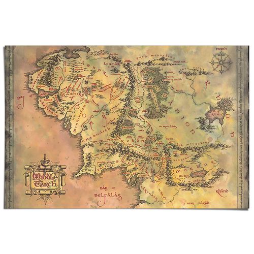 8714597674361 - Poster REINDERS Lord of the Rings - middle earth gelb (farbe bild(er) gelb) B915cm H61cm T01cm Bilder 8714597674361 - Poster REINDERS Lord of the Rings - middle earth gelb (farbe bild(er) gelb) B915cm H61cm T01cm Bilder