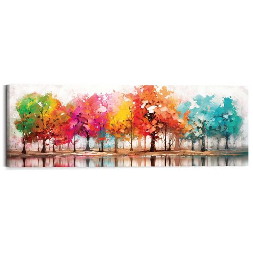 8714597688399 - Deco-Panel REINDERS Farbenfroher Wald bunt (farbe bild(er) mehrfarbig) B118cm H40cm T2cm Bilder Wohnzimmer - Mehrfarbig - MDF - Wald - 118x40 cm