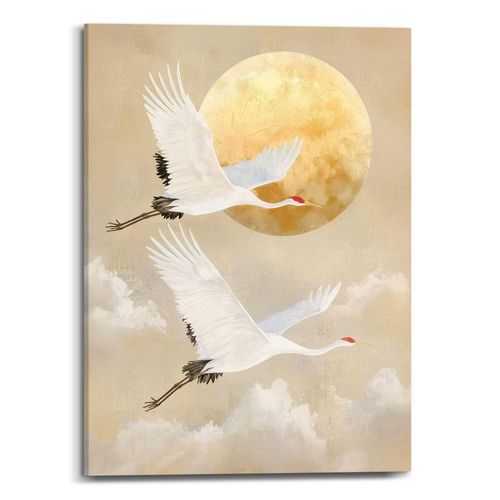 8714597681949 - Leinwandbild REINDERS Kräne beige (farbe bild(er) beige) B50cm H70cm T25cm Bilder Wohnzimmer - Mond - Beige - Leinwand - Tiere - 50x70 cm