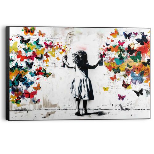 8714597682724 - Wandbild REINDERS Wolke von Schmetterlingen bunt (farbe bild(er) mehrfarbig) B90cm H60cm T3cm Bilder Kinderzimmer - Mädchen - Mehrfarbig - MDF - Street Art - 90x60 cm