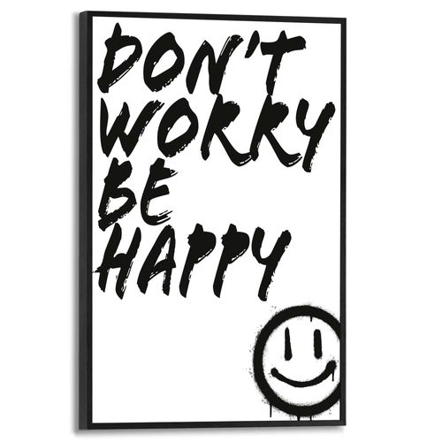 8714597679953 - Poster REINDERS Dont Worry schwarz (farbe bild(er) schwarz weiß) B20cm H30cm T16cm Bilder Toilette - Be Happy - Schwarz-Weiß - MDF - Sprüche - 20x30 cm