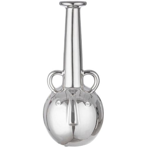 4063387474778 - GILDE Tischvase Gesichts-Halsvase Viso mit Henkel Höhe ca 38 cm (1 St) aus Keramik wasserdicht silberfarben