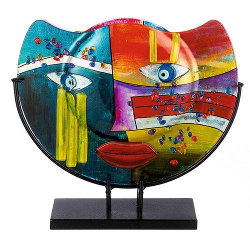 4063387524497 - Tischvase CASABLANCA BY GILDE Fashion Dekovase bunt B39cm H35cm T10cm Glas Metall Vasen Vase aus Glas mit schwarzem Metallfuß Breite ca 39 cm 4063387524497 - Tischvase CASABLANCA BY GILDE Fashion Dekovase bunt B39cm H35cm T10cm Glas Metall Vasen Vase aus Glas mit schwarzem Metallfuß Breite ca 39 cm
