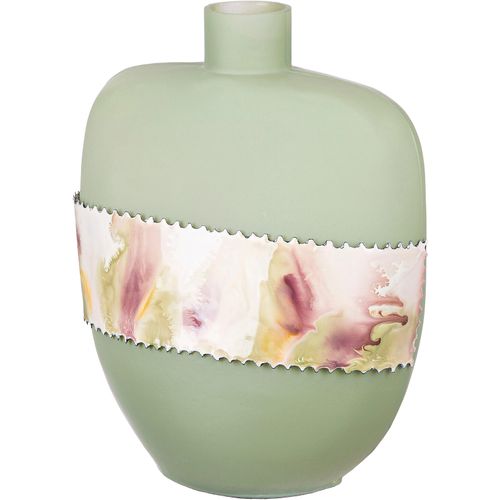 4063387517857 - GILDE Tischvase Vase Imperial bauchig (1 St) aus Aluminium und Glas wasserdicht Tiefe 12 cm bunt|grün