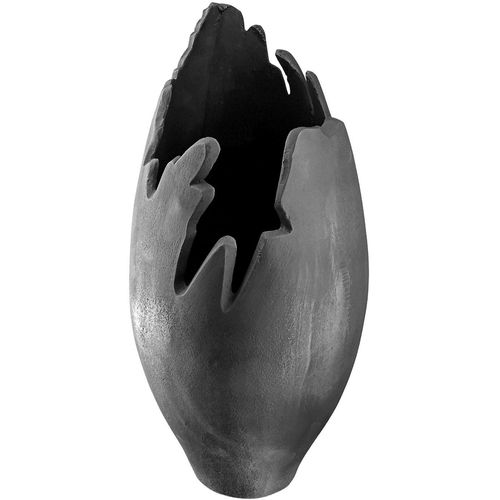 4063387693247 - Casablanca by Gilde Dekovase Vulkano Flame aus Aluminium nicht wasserdicht (1 St) mit Filzgleitern nur für Dekozwecke geeignet silberfarben