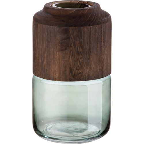4063387392607 - Tischvase CASABLANCA BY GILDE Colletta Vasen Gr B H T 1600 cm x 2800 cm x 1600 cm Ø 1600 cm braun (braun grün) Blumenvasen aus Glas mit abnehmbarem Holzelement