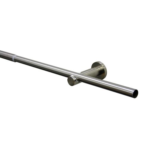 4003018363828 - Gardinenstange Set Sol 1-Lauf silber (edelstahl optik) Ø19mm Metall Gardinenstangen mit Bohren Wandmontage Metall Gardinenstangen Set aus Metall