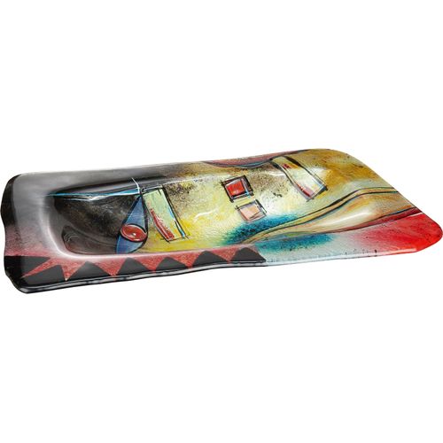 4009079399899 - Dekoschale GILDE GLAS ART Confuso 2 Dekoschalen rot (rot gelb) Dekoschalen Dekotabletts handbemalt mit Fusingglas-Elementen