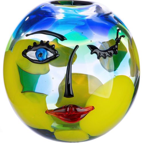 4063387392843 - Casablanca by Gilde Kugelvase »Novento« (1 St) dekorative Vase aus Glas Blumenvase blau|gelb