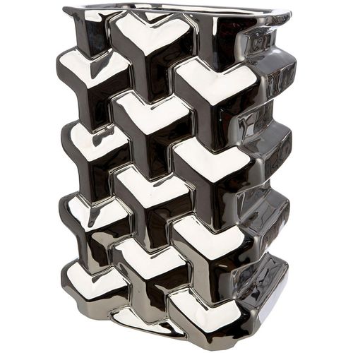 4063387584231 - Tischvase GILDE Vase rechteckig Apollo silberfarben H 30 cm silber (silberfarben) B20cm H30cm T13cm Keramik Vasen