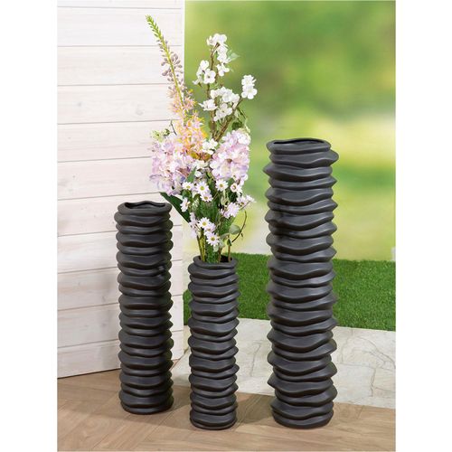 4063387327685 - Bodenvase CASABLANCA BY GILDE Bodenvase Rillo\ Vasen Gr B H T 20 cm x 78 cm x 20 cm schwarz Blumenvasen