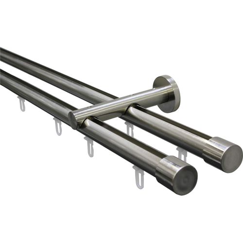 4003018365303 - Gardinenstange Gardinenstangen Set Isa 2-Lauf mit Innenlauf II Ø 20 mm Gardinenstangen Gr L 160 cm 1 St 1 läufig grau (edelstahl op) Kinder 2-Lauf