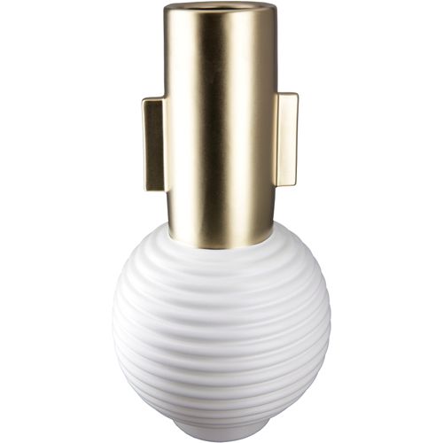 4063387324943 - GILDE Tischvase Cascade Dekovase (1 St) Vase aus Keramik mit Rillenstruktur Höhe ca 42 cm weiß