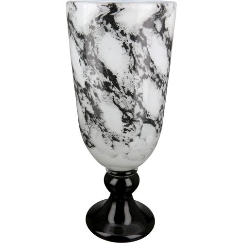4063387506455 - Tischvase CASABLANCA BY GILDE Pokal Vase Trophy mit Marmorfinish Vasen Gr H 31 cm Ø 13 cm schwarz-weiß (schwarz weiß) Blumenvasen dekorative Vase aus Glas Blumenvase