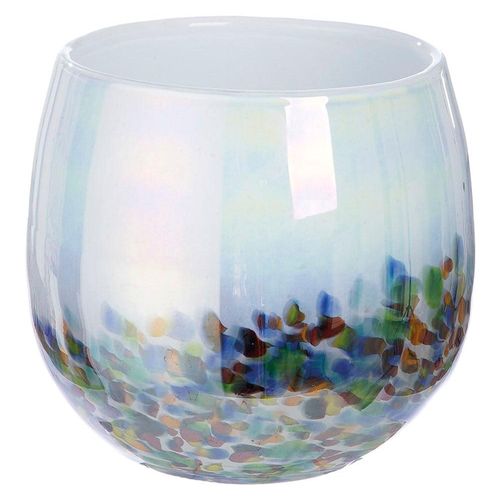 4063387519592 - GILDE Tischvase Vase Arco Höhe ca 17 cm (1 St) Europäische Handarbeit aus durchgefärbtem Glas bunt|weiß