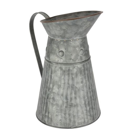 4019844784935 - IGEA Dekovase »Metall-Krug« (1 St) Graue Deko-Kanne mit Riffelung Schlaghammer-Optik Vase für Blumen