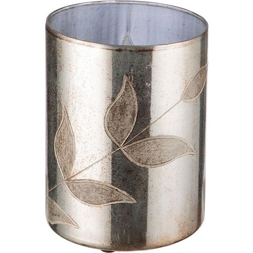 4063387511473 - GILDE Tischvase Bosque Dekovase (1 St) Vase aus Glas mit Blattmotiv Höhe ca 33 cm silberfarben