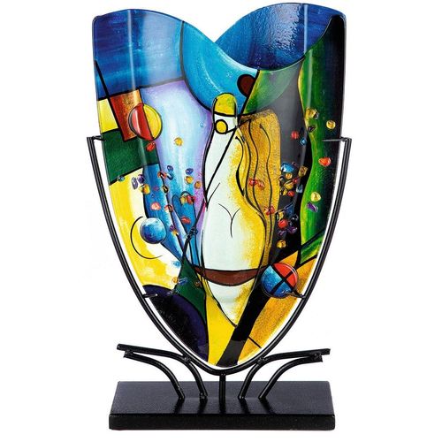 4063387524343 - Tischvase CASABLANCA BY GILDE Magic Dekovase Vasen Gr B H T 30 cm x 47 cm x 10 cm bunt Weitere Weihnachtsdeko Vase aus Glas mit schwarzem Metallfuß