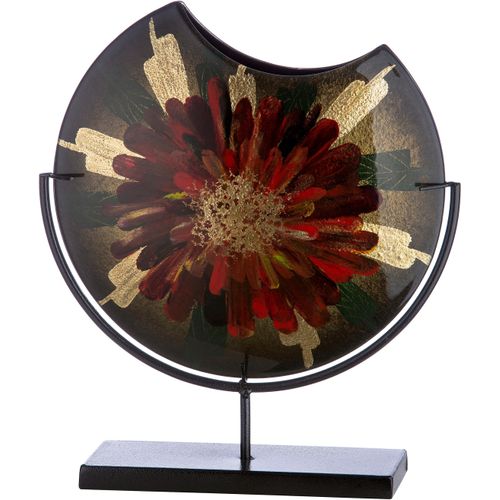 4063387446614 - Dekovase CASABLANCA BY GILDE Doré Vasen Gr B H T 3200 cm x 3700 cm x 900 cm bunt (goldfarben grün rot) Blumenvasen Vase aus Glas auf Metallständer