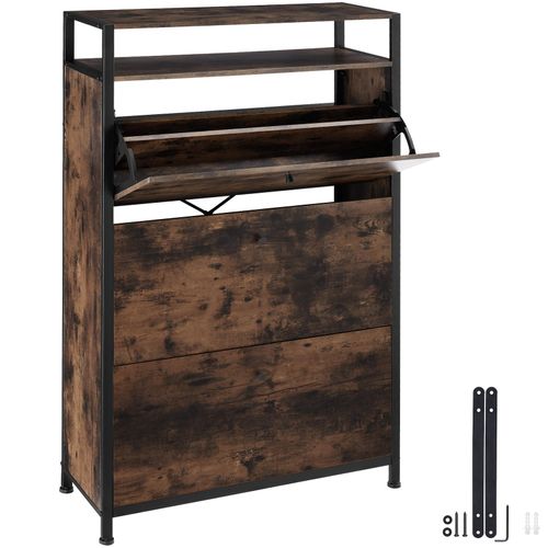 4061173210753 - tectake® Schuhschrank Industrial Style mit 3 Klappen inklusive Kippschutz 81 x 32 x 130 cm 4061173210753 - tectake® Schuhschrank Industrial Style mit 3 Klappen inklusive Kippschutz 81 x 32 x 130 cm
