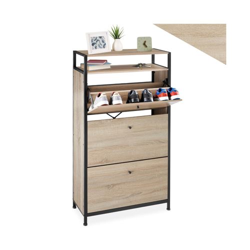 4061173210746 - tectake® Schuhschrank Industrial Style mit 3 Klappen inklusive Kippschutz 61 x 32 x 130 cm