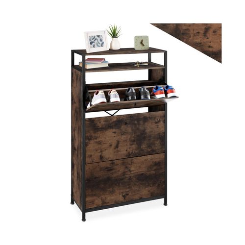 4061173210739 - tectake® Schuhschrank Industrial Style mit 3 Klappen inklusive Kippschutz 61 x 32 x 130 cm 4061173210739 - tectake® Schuhschrank Industrial Style mit 3 Klappen inklusive Kippschutz 61 x 32 x 130 cm