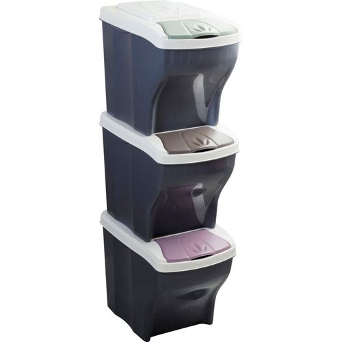 4250004837300 - Mülltrennsystem BISCHOF BAMA FUN bunt (schwarz weiß braun hellgrün hellrosa) B40cm H31cm T28cm Kunststoff Mülleimer Kunststoff abnehmbarer Deckel 3tlg je 20 Liter 4250004837300 - Mülltrennsystem BISCHOF BAMA FUN bunt (schwarz weiß braun hellgrün hellrosa) B40cm H31cm T28cm Kunststoff Mülleimer Kunststoff abnehmbarer Deckel 3tlg je 20 Liter